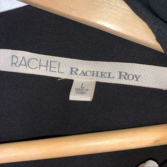 Rachel Roy black long sleeved A-line knee length dress size large L - Picture 3 of 5